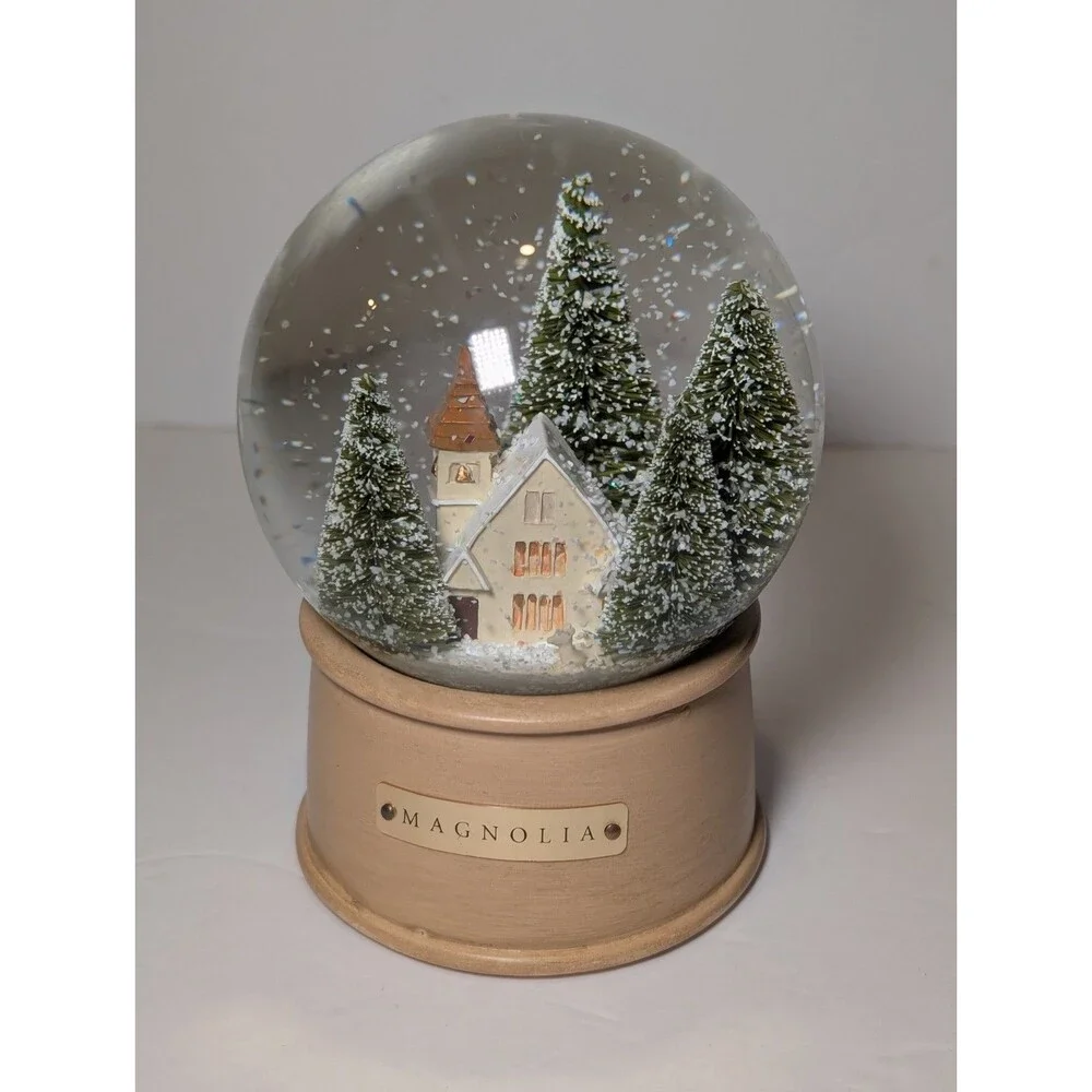 Magnolia Silos Waco Chapel Snow Globe, Clear & Full